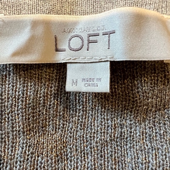 LOFT Grey sweater w/ Gold Metallic Pola Dots, medium - Picture 6 of 6